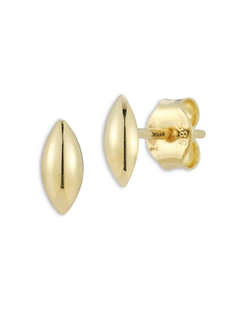 14K Yellow Gold Polished Navette Stud Earrings