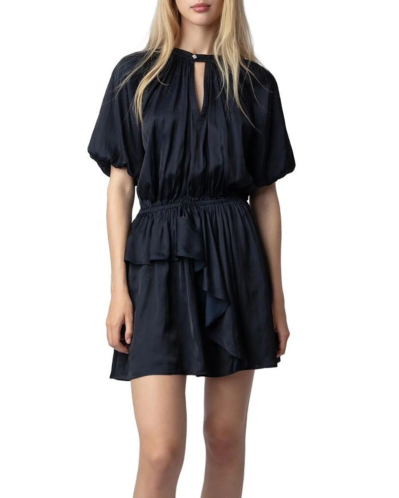 Romina Satin Balloon Sleeve Mini Dress