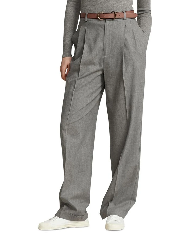 Pleated Wool Blend Pants