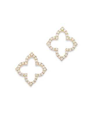 Diamond Clover Stud Earrings in 14K Yellow Gold