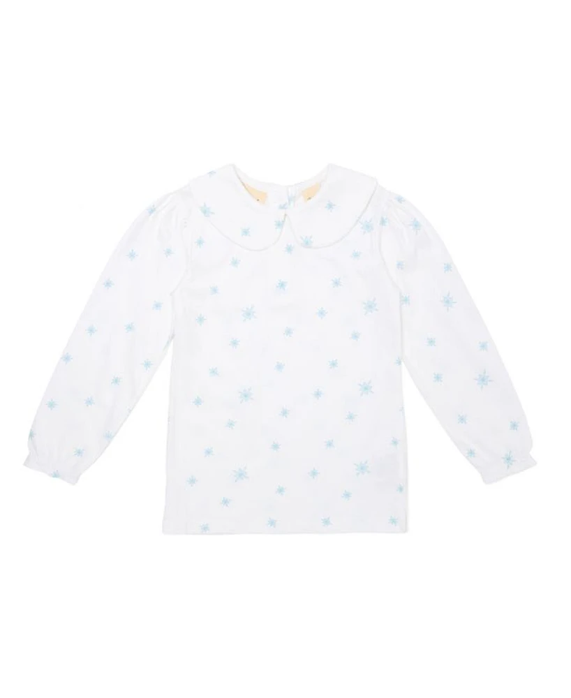 Girls Snowflake Print Peter Pan Collar Top - Baby, Little Kid, Big Kid