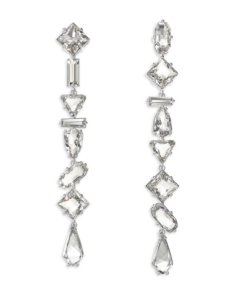 Mesmera Mixed Cut Linear Drop Earrings in Rhodium Plated