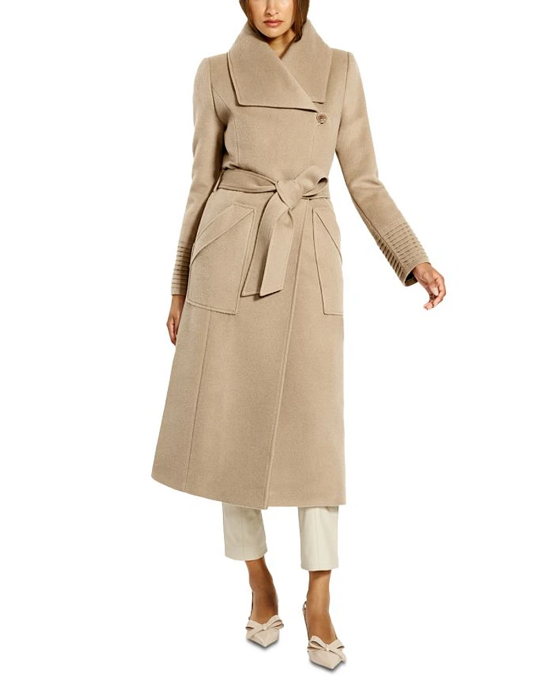 Wide Collar Long Wrap Coat