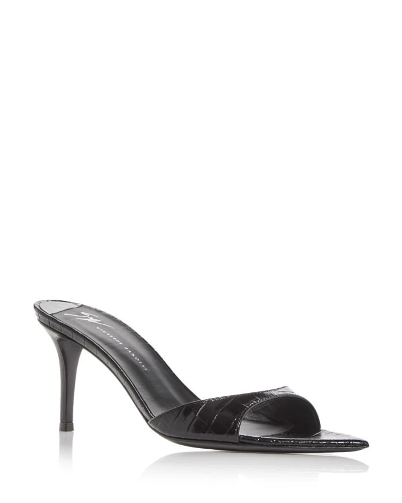 Women's Intriigo Croc Embossed High Heel Slide Sandals
