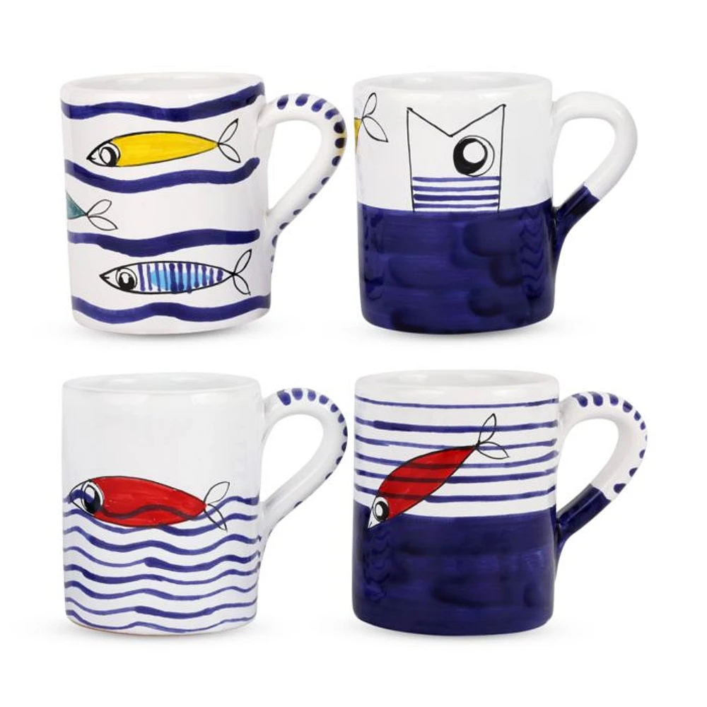 Pesce Pazzo Assorted Mugs, Set of 4
