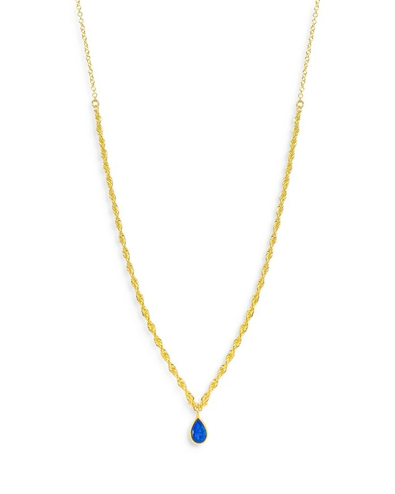 14K Yellow Gold Dainty Opal Necklace, 18"