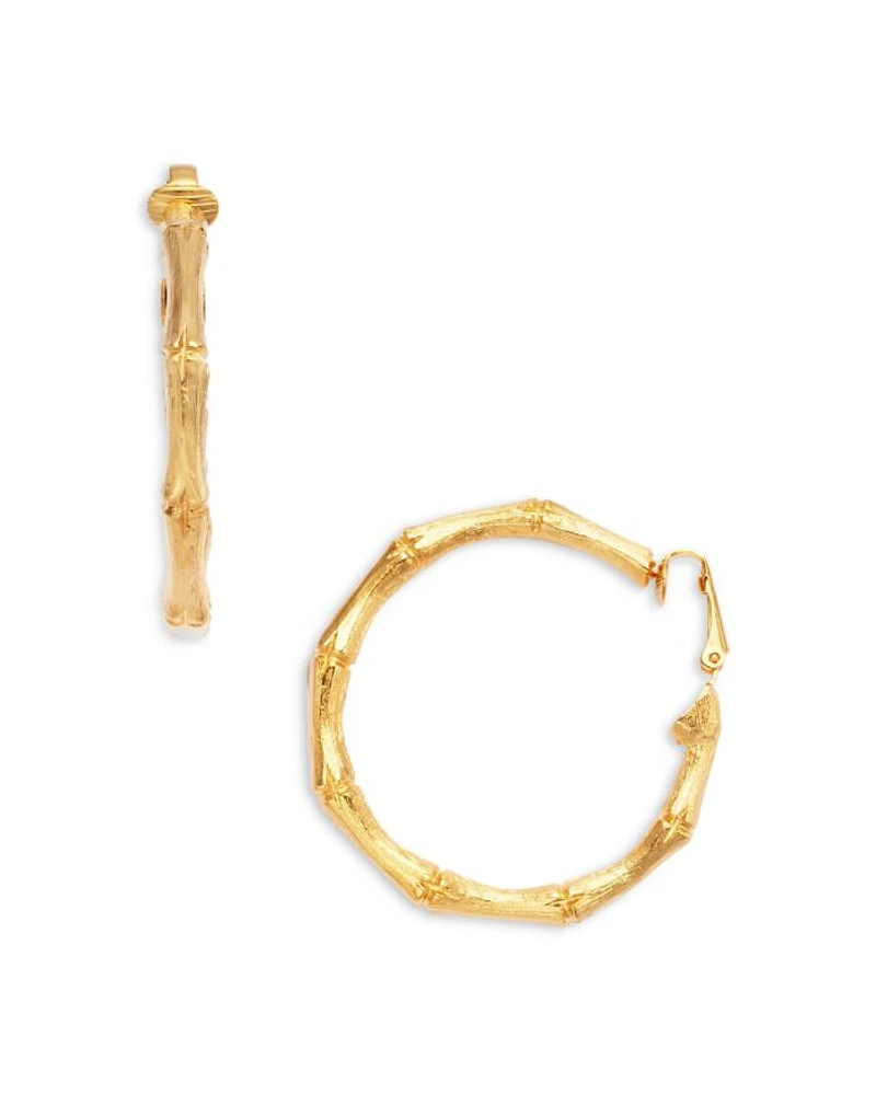 Bamboo Hoop Clip On Earrings