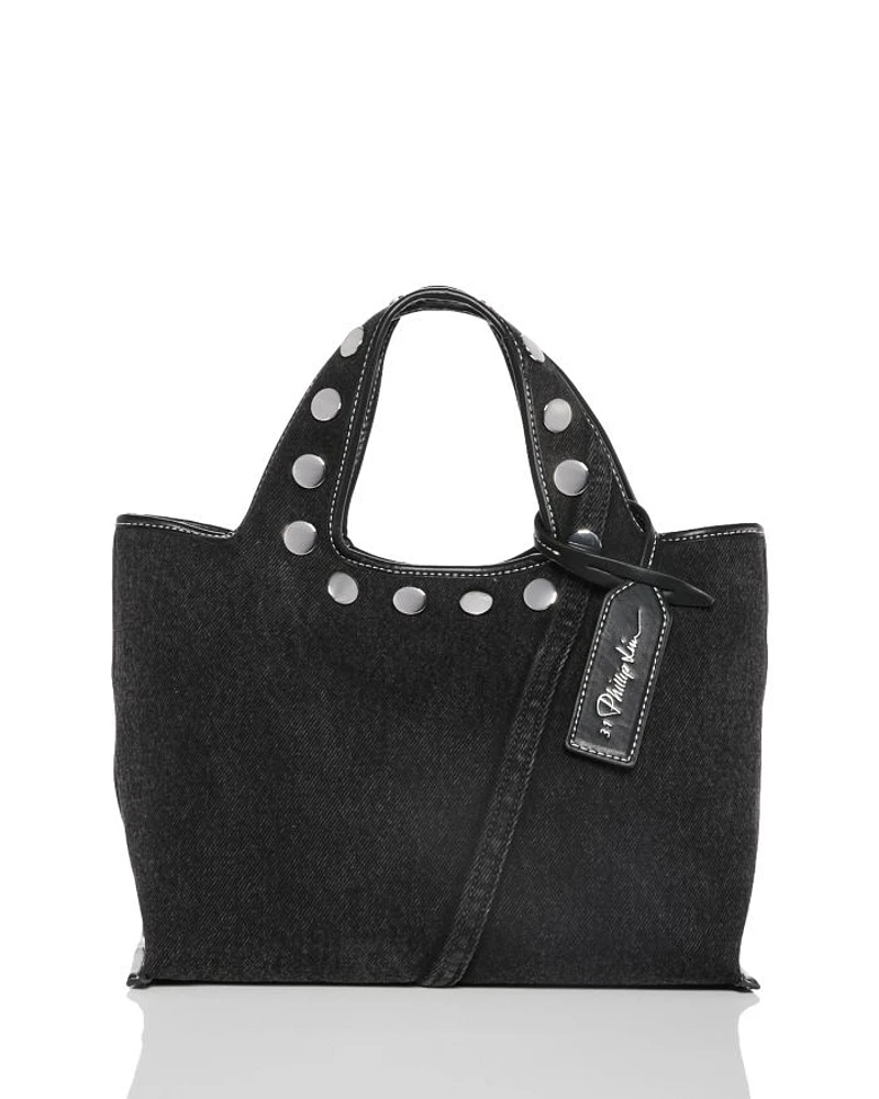 Washed Denim Mini Market Tote Bag