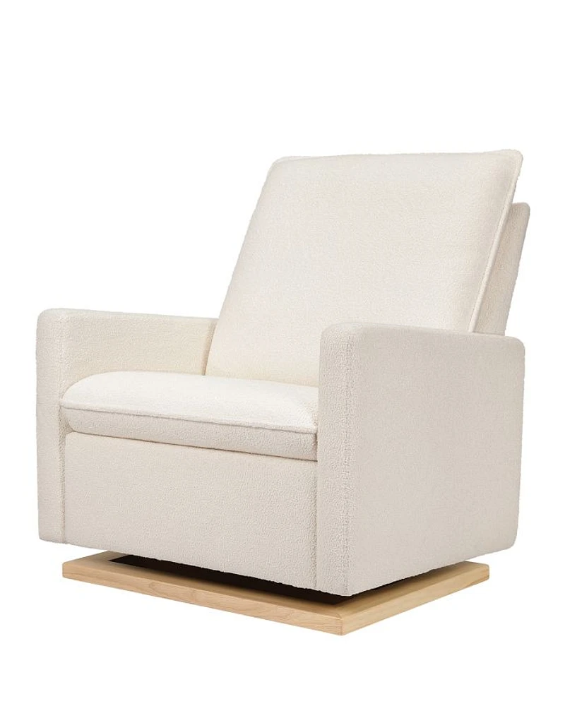 Cali Chantilly Fleece Pillowback Chair and a Half Glider With Light Wood Base
