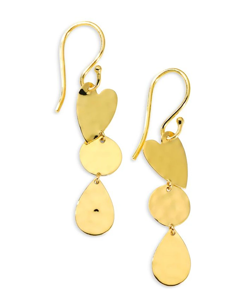 18K Yellow Gold Classico Crinkle Mixed Shape Drop Earrings