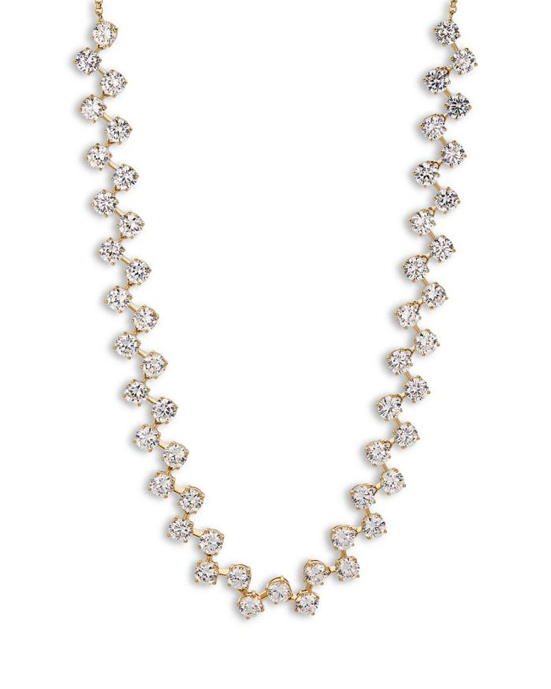 Halle Cubic Zirconia Adjustable Choker Necklace in 18K Gold Plated, 14"-17"