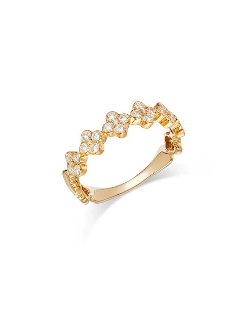 Diamond Clover Band in 14K Yellow Gold, 0.44 tcw