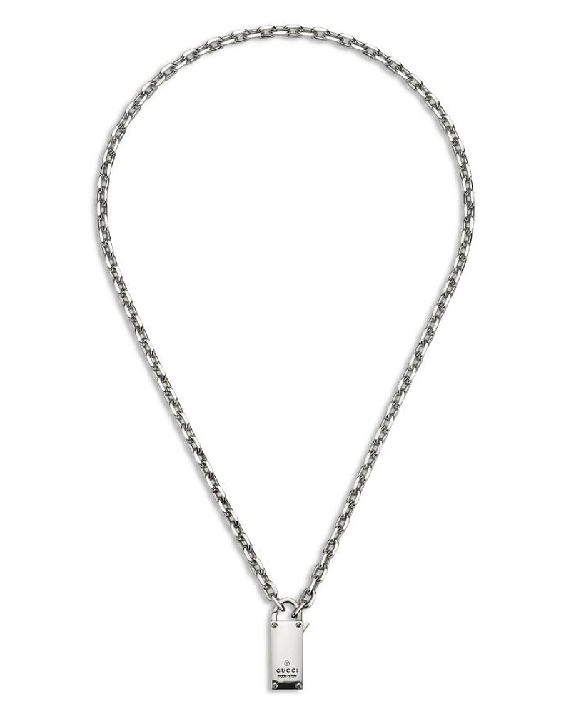 Sterling Silver Trademark Lock Clasp Pendant Necklace, 20"