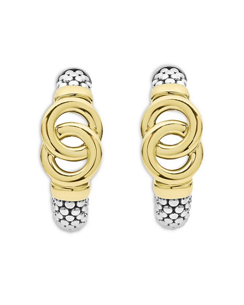 14K & 18K Yellow Gold & Sterling Silver Signature Caviar Interlocking Small Hoop Earrings