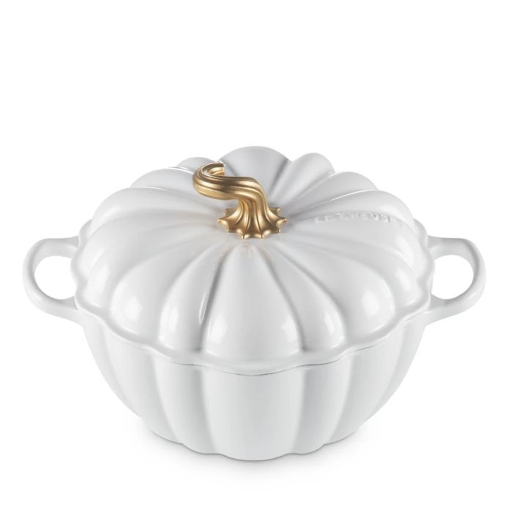 Enameled Cast Iron Figural Pumpkin Cocotte