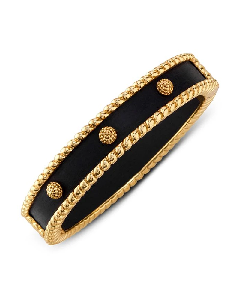 Berry Two Tone Beaded Edge Hinged Bangle Bracelet