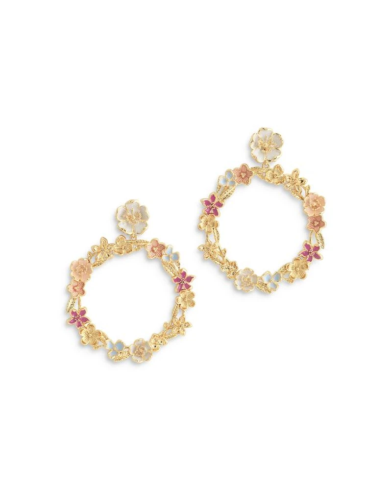 Wildflower Enamel Hoop Earrings