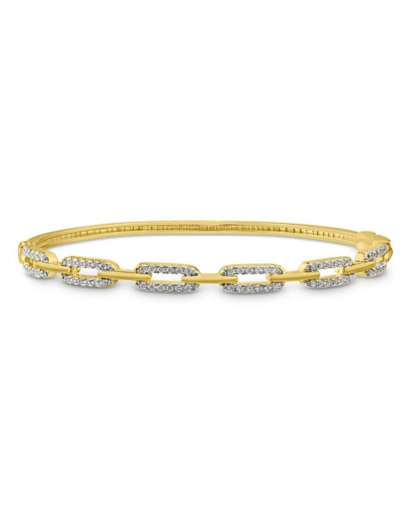 Pavé Link Bangle Bracelet in 14K Gold Plated