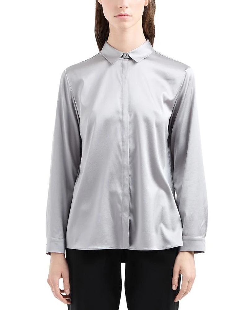 Button Up Shirt Stretch Silk