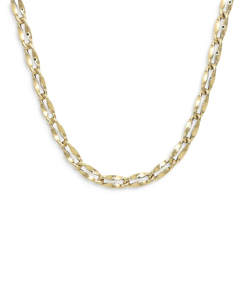 14K Yellow Gold Wave Petali Open Link 18" Collar Necklace