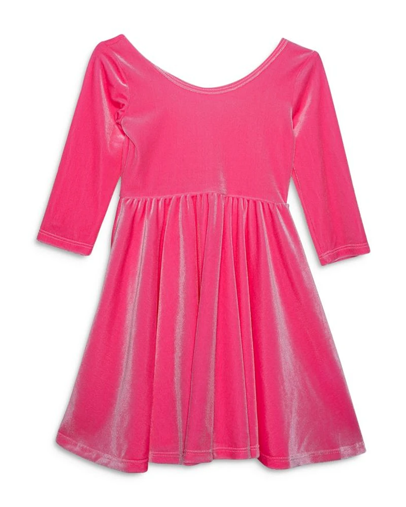 Girls' Girls Twirly Dress Pink Candy Stretch Velvet - Little Kid, Big Kid