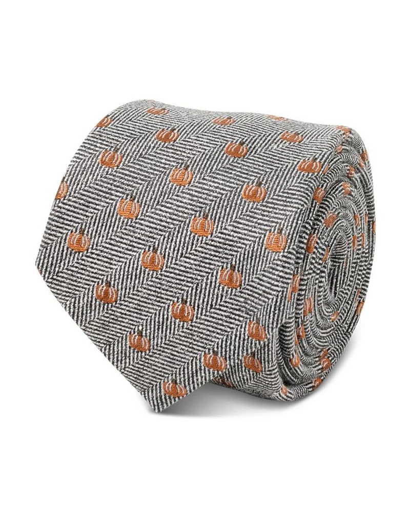 Holiday Pumpkin Herringbone Silk Tie