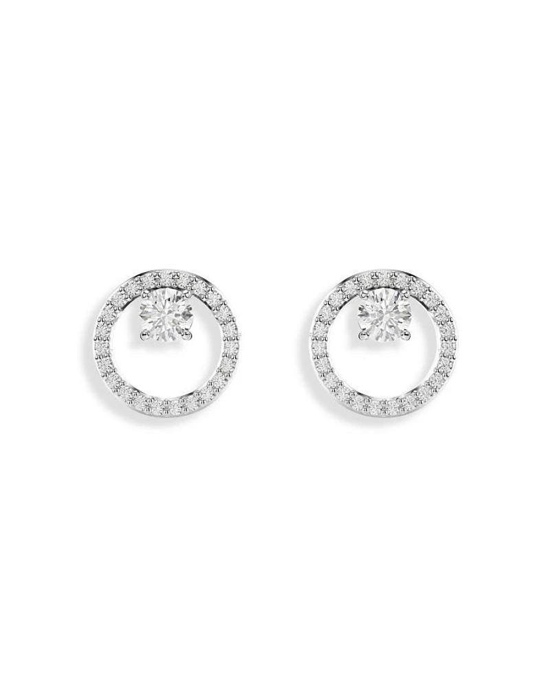 Constella Crystal Circle Stud Earrings in Rhodium Plated