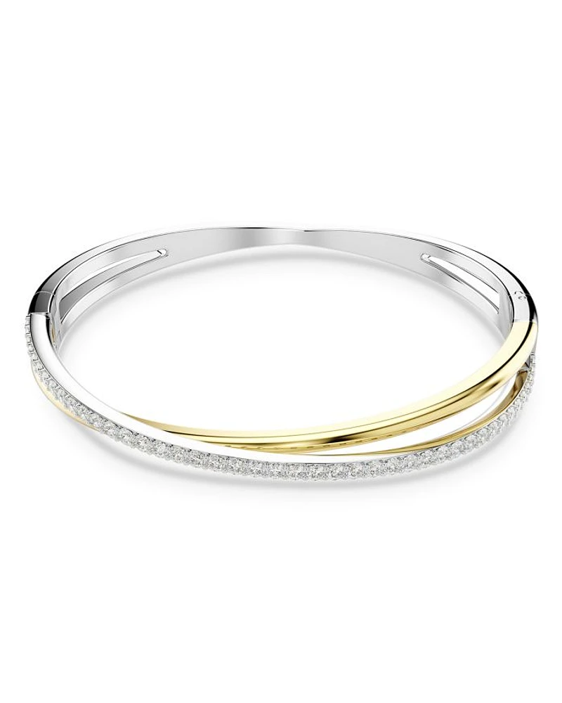 Hyperbola Crystal Double Row Bangle Bracelet in Gold Tone & Rhodium Plated