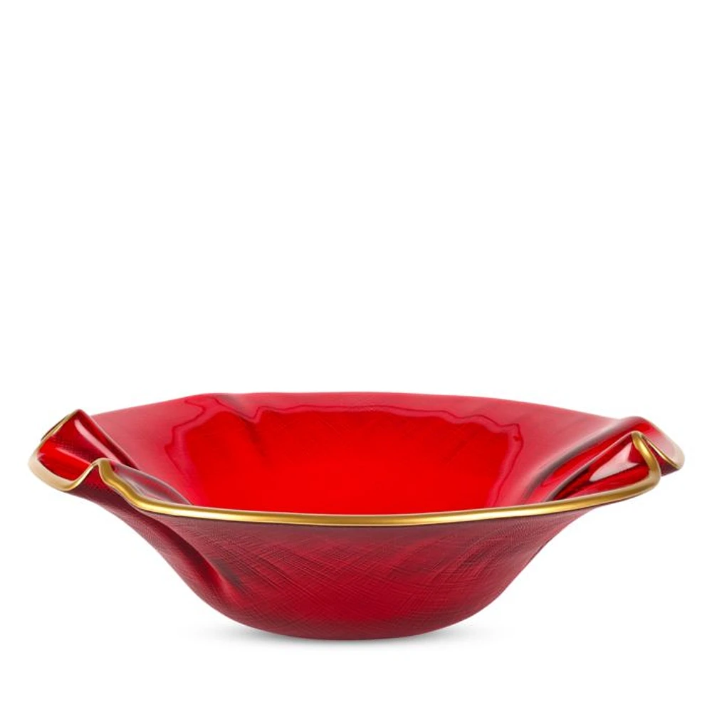 Holiday Glass Small Ruffled Bowl