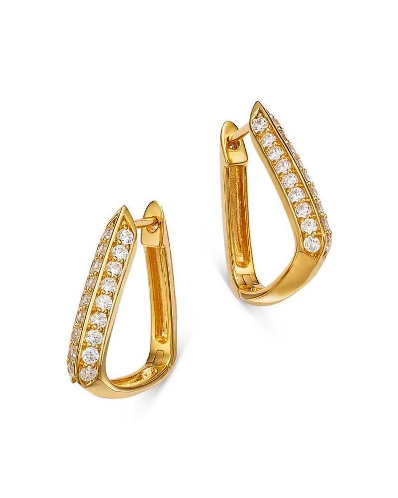 Diamond Oval Geometric Hoop Earring in 14K Yellow Gold, 0.50 tcw
