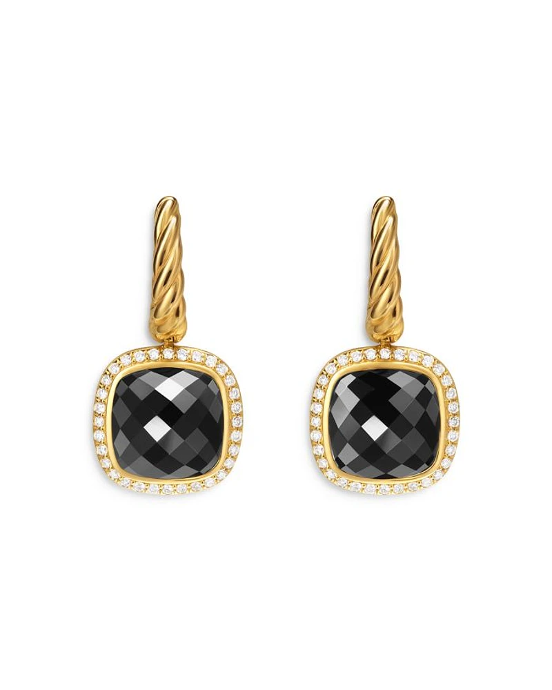 Albion® Drop Earrings in 18K Yellow Gold with Diamonds, 10mm