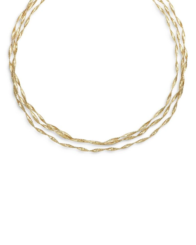 14K Yellow Gold Multi Strand Mesh Collar Necklace, 18"
