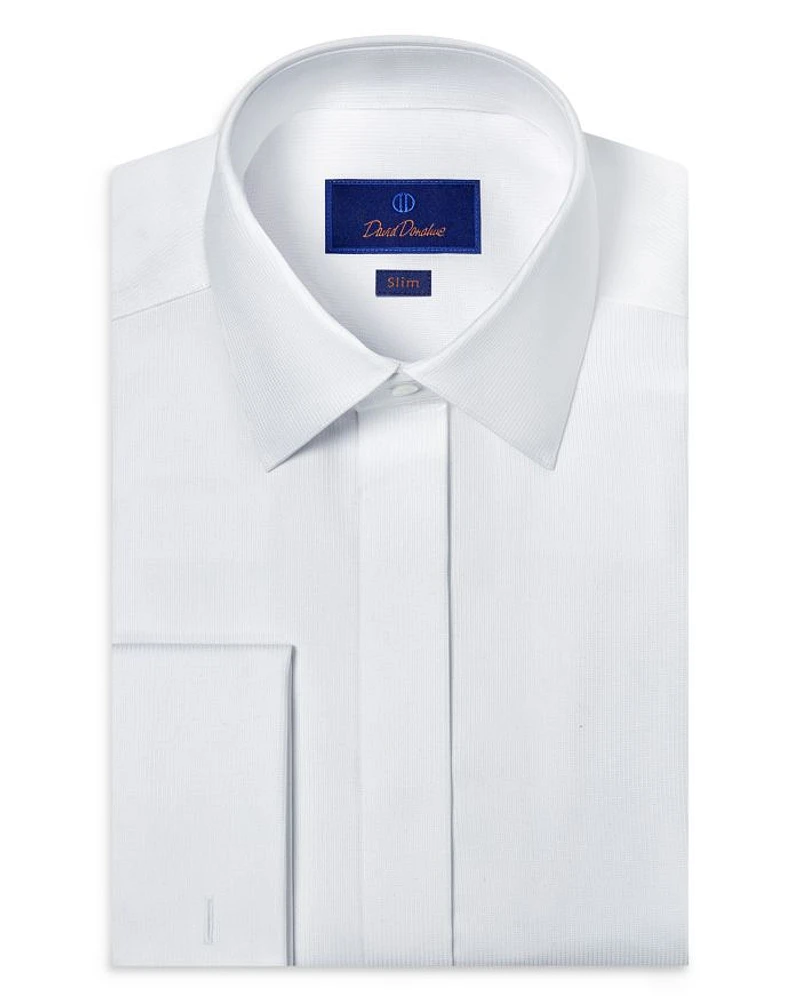 Slim Fit Covered Placket Formal Shirt