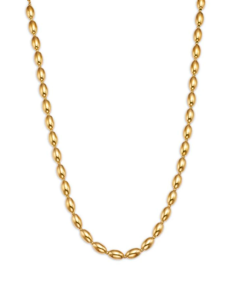 14K Yellow Gold Oval Bead Necklace, 18"