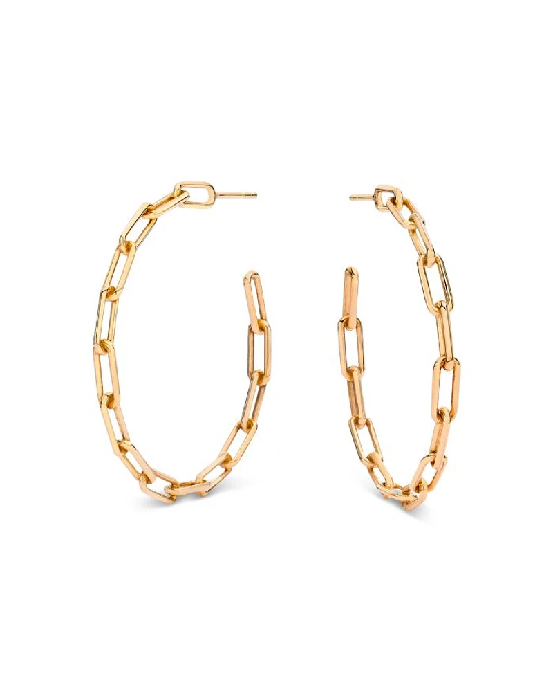 18K Rose Gold Saxon Chain Link Hoop Earrings