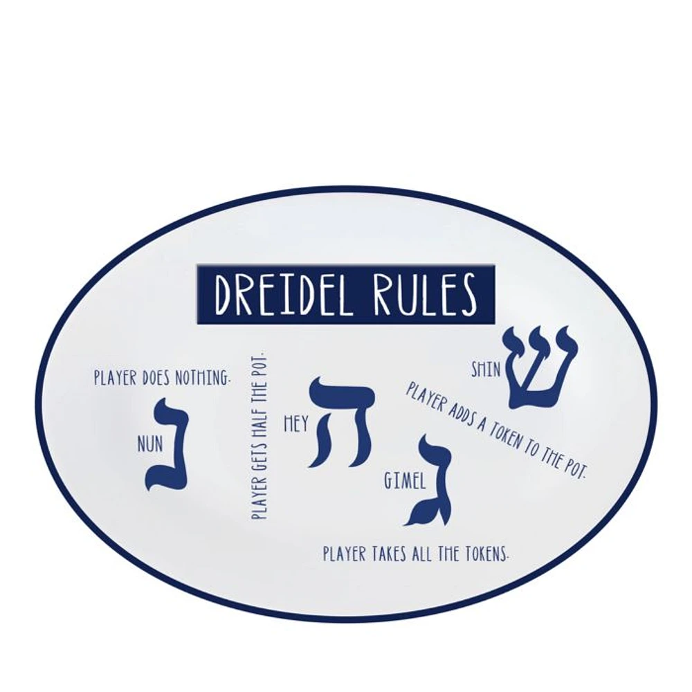 Dreidel Rules Oval Tray