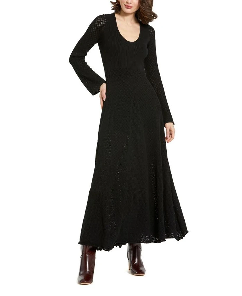 Scoop Neck Long Sleeve Knit Maxi Dress