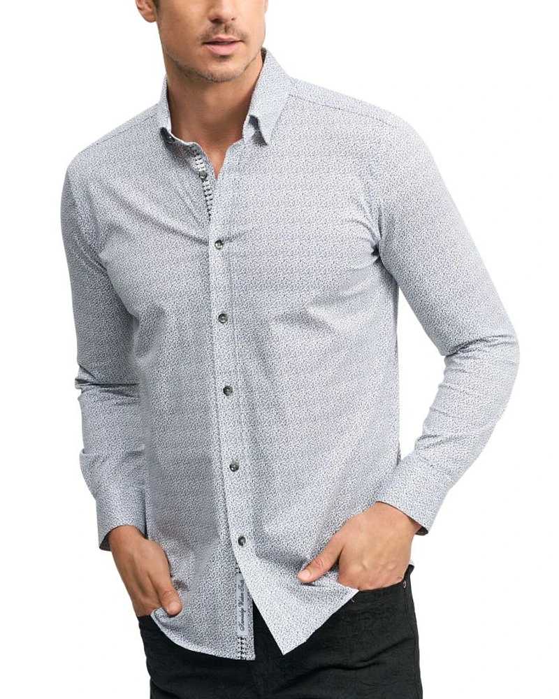 Dorsey Cotton Stretch Printed Tailored Fit Button Down Shirt