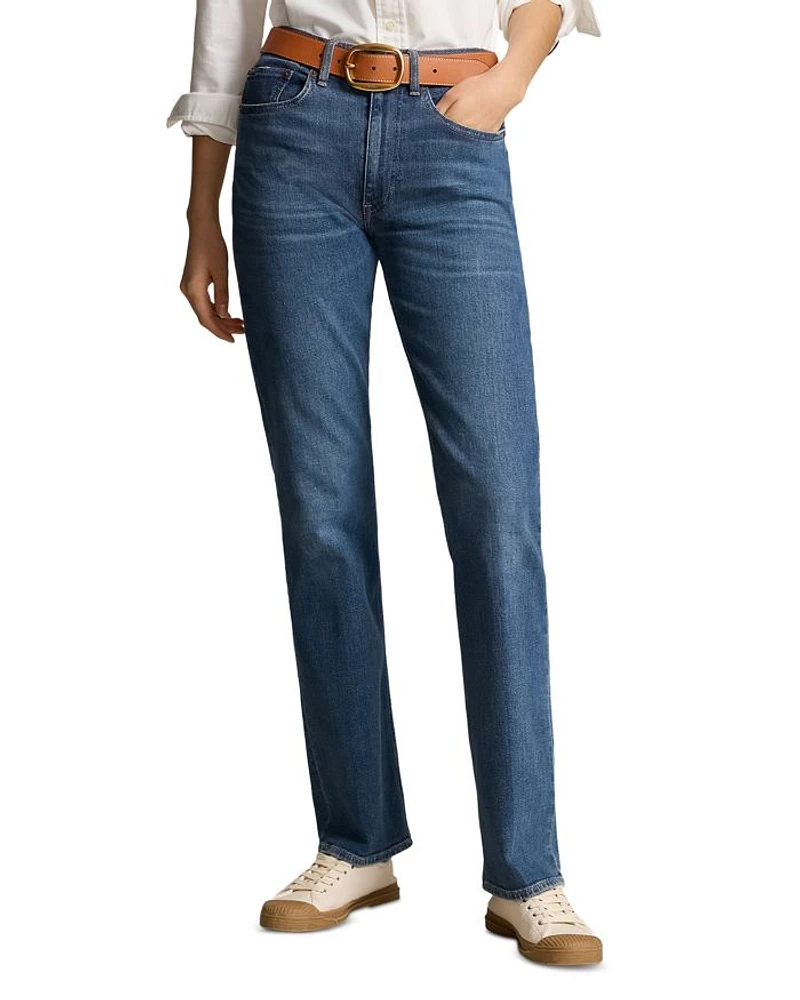 High Rise Straight Jeans indigo Blue