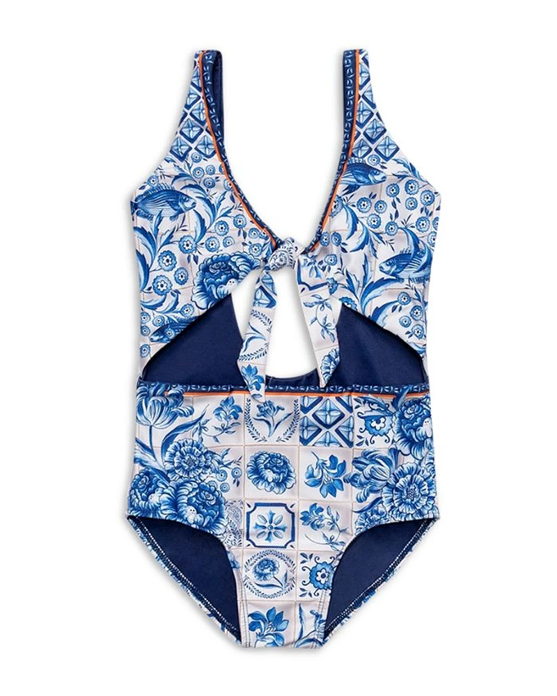 Girls' Iliana Azure Tie 1 Piece Swimsuit - Little Kid, Big Kid