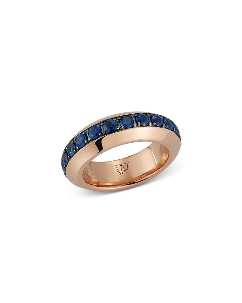 18K Rose Gold Grant Blue Sapphire Angled Ring, 2.56 tcw