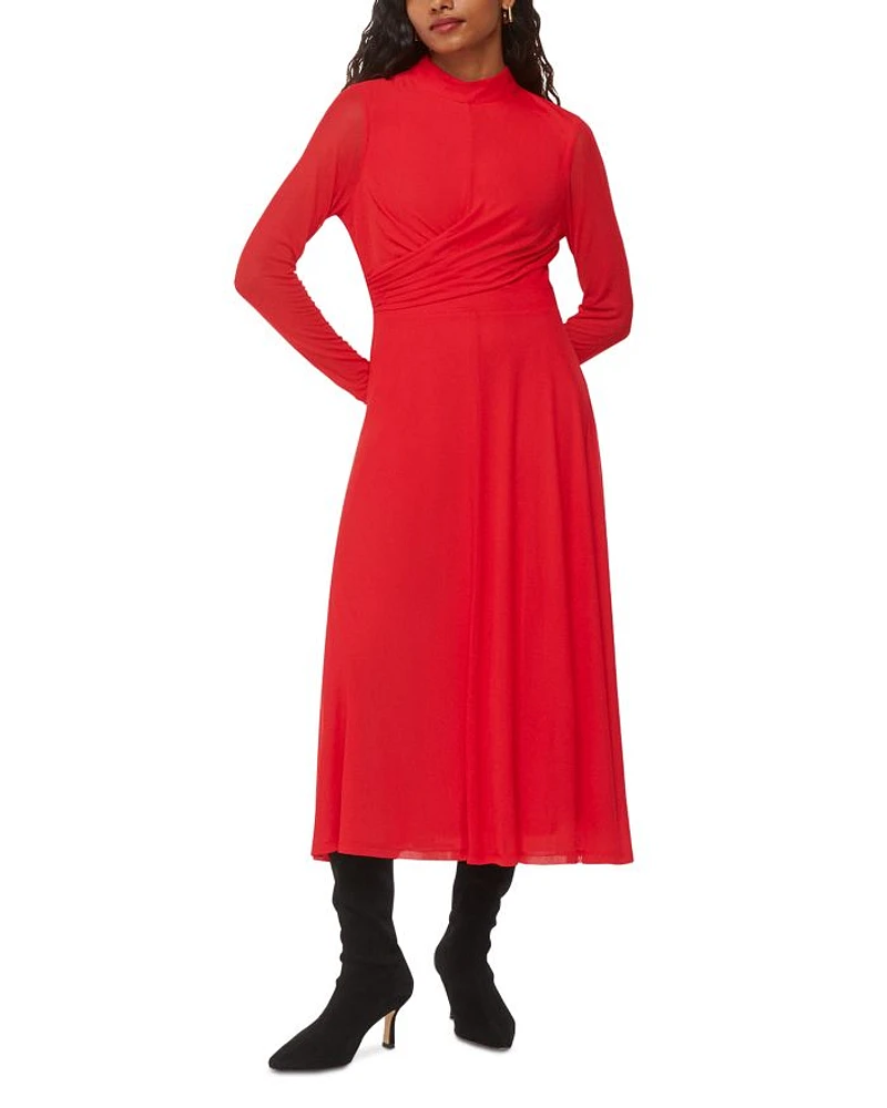 Petite Arabella Ruched Mesh Dress