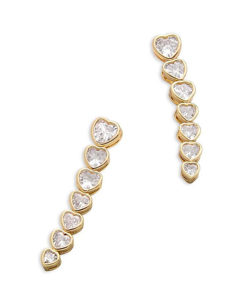 Cubic Zirconia Heart Bezel Drop Earrings
