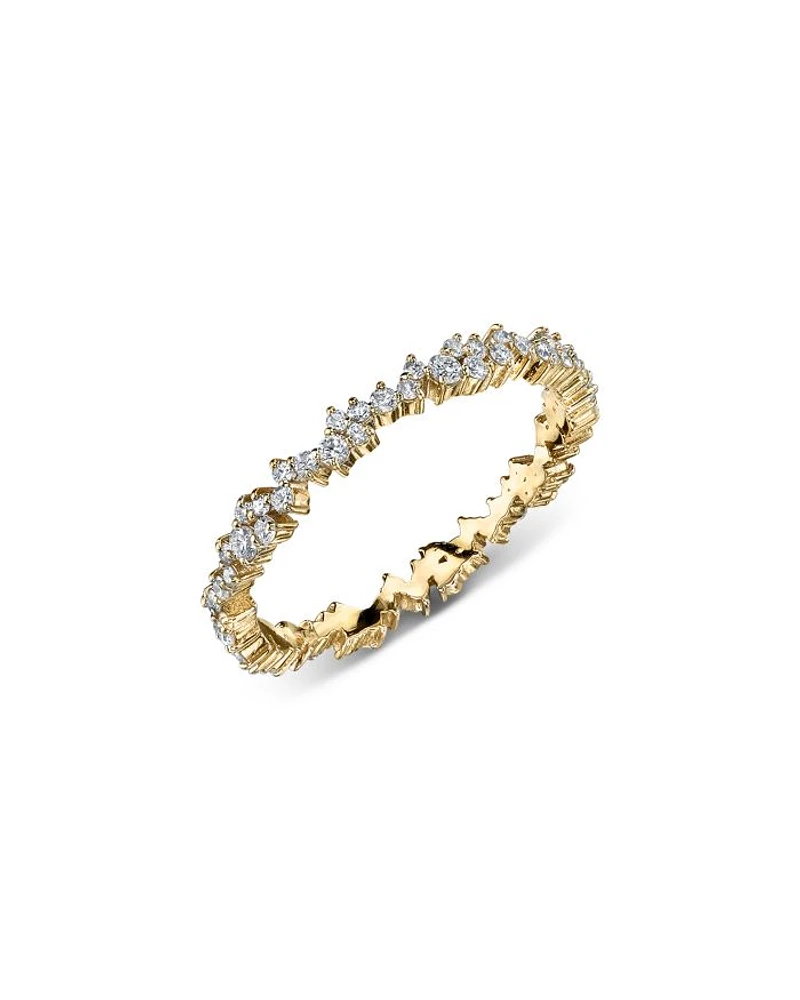 14K Yellow Gold Small Cocktail Eternity Ring with Diamonds, 0.54 tcw