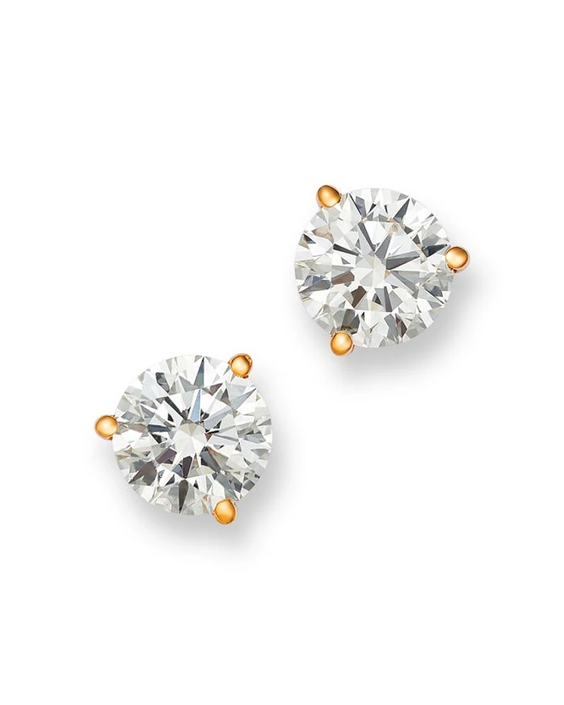 Certified Lab Grown Diamond Stud Earrings 14K Yellow or White Gold, 3.0 tcw