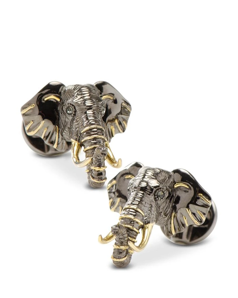 Sterling Silver and 14K Gold Elephant Cufflinks