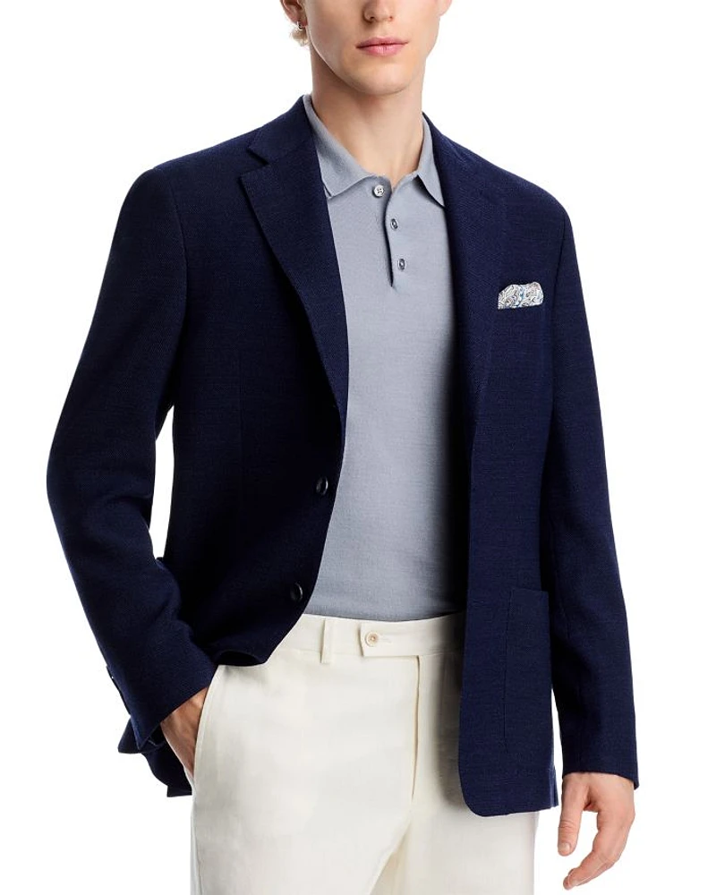 Wool Pique Jersey Slim Fit Unstructured Sport Coat