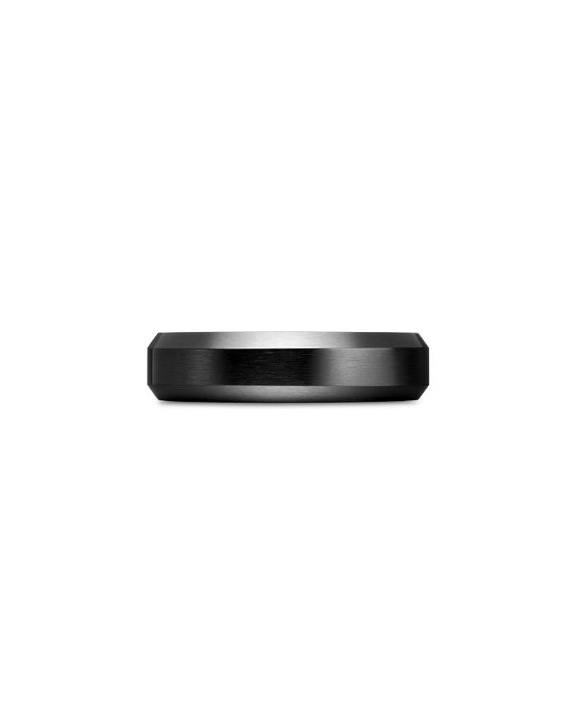 Men's Black Titanium Beveled Band Ring