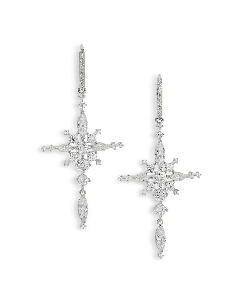 Cassi Cubic Zirconia Cross Cluster Drop Earrings
