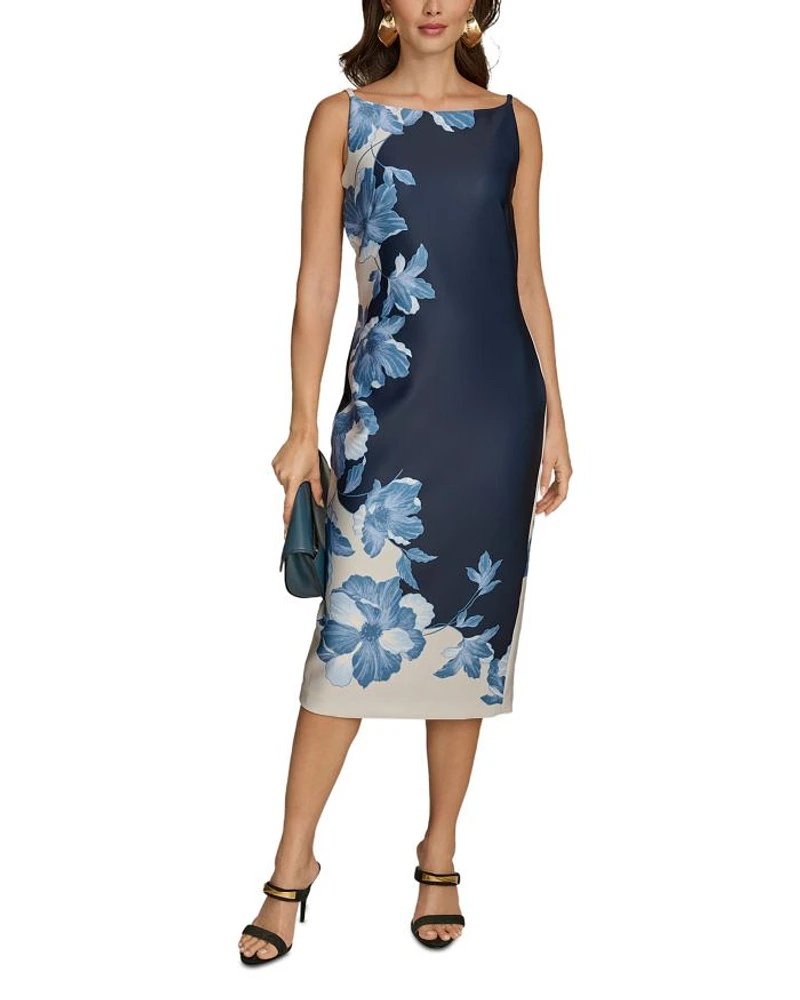 Boat Neck Sleeveless Midi Dress